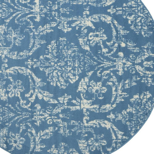 2' X 4' Blue Damask Power Loom Area Rug